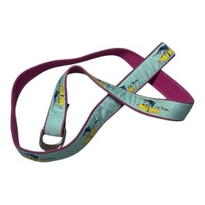 Eliza B By Leather Man K.E. Rhodes Marlin Tropical Pink Blue Belt Size Large